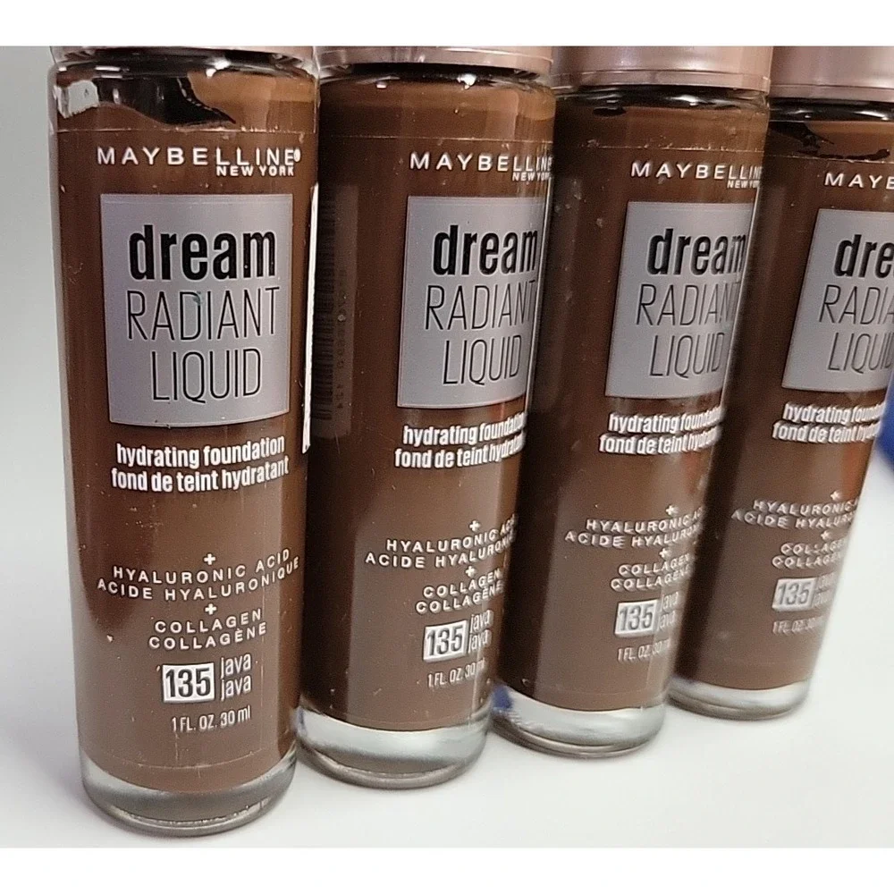 4 Maybelline Dream Radiant Liquid Hydrating‎ Foundation w. Collagen 135 Java 1oz